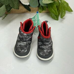 Kids Camouflage Boots with Red Accents